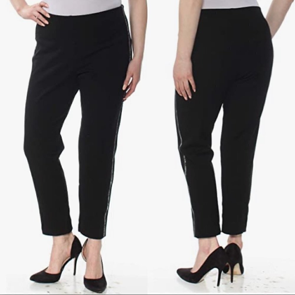 Karen Kane Glitter Side Stripes Elastic Waist Stretchy Pants